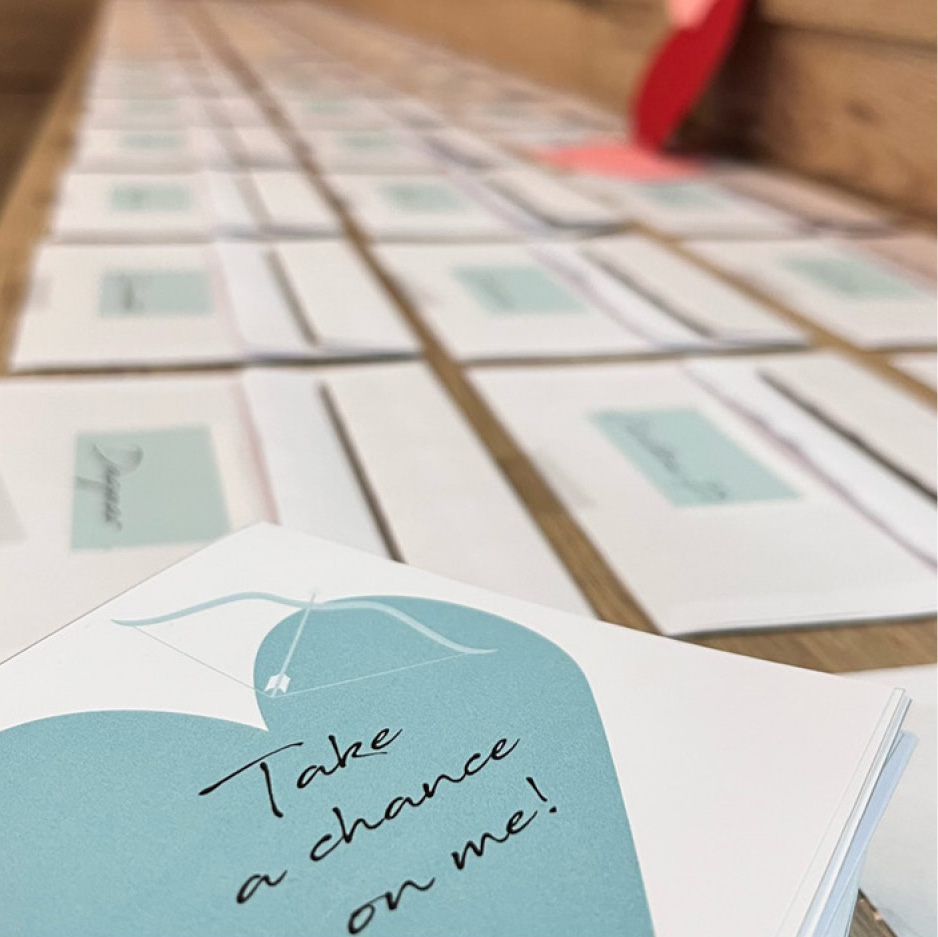 Speed Dating bei kulinario Das Bild zeigt Kärtchen mit der Aufschrift
